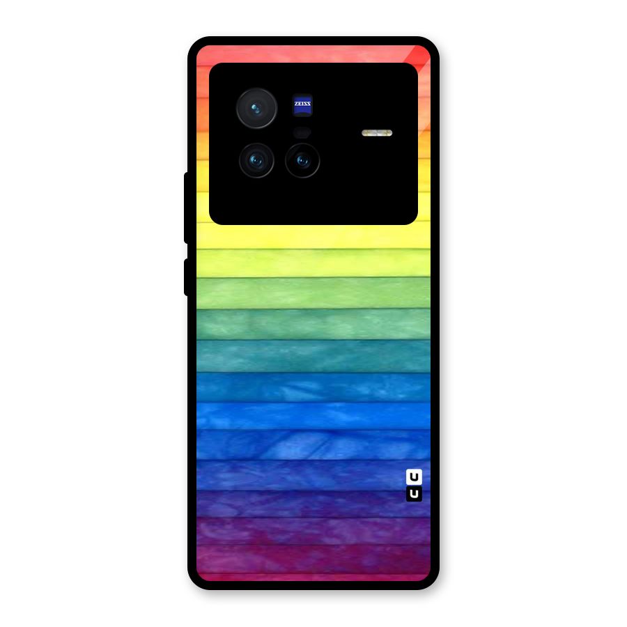 Rainbow Colors Stripes Glass Back Case for Vivo X80