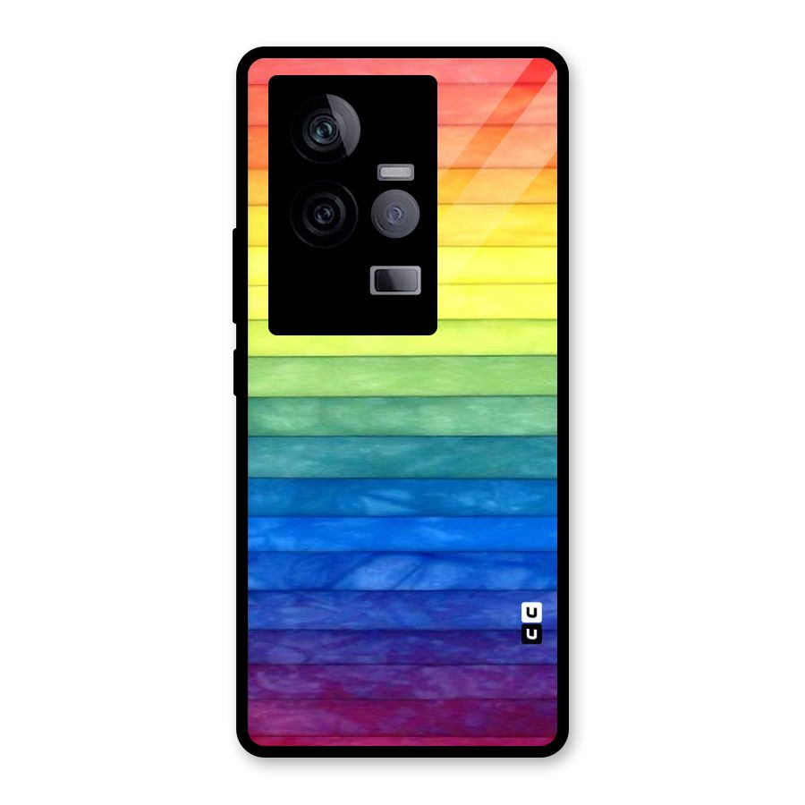 Rainbow Colors Stripes Glass Back Case for Vivo iQOO 11 5G