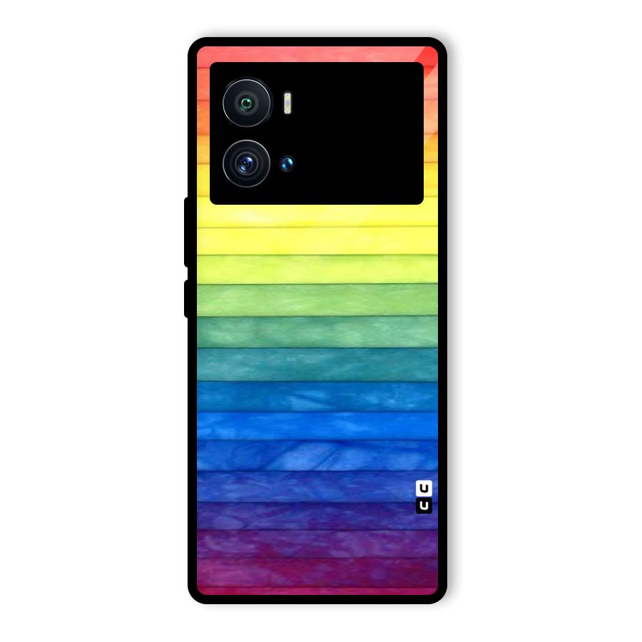 Rainbow Colors Stripes Glass Back Case for Vivo iQOO 9 Pro