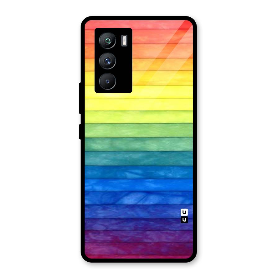 Rainbow Colors Stripes Glass Back Case for Vivo iQOO 9 SE