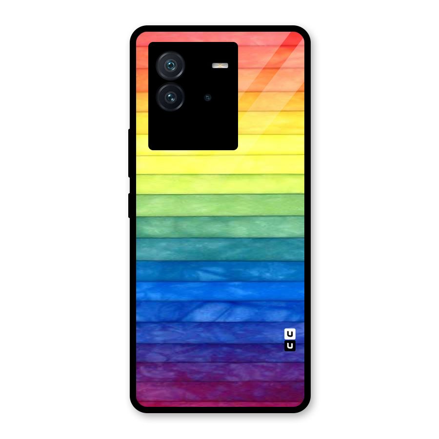 Rainbow Colors Stripes Glass Back Case for Vivo iQOO Neo 6 5G