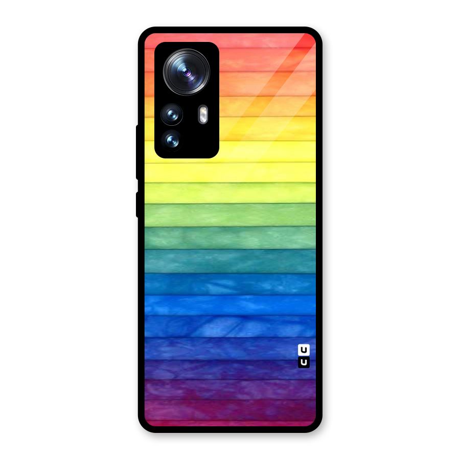 Rainbow Colors Stripes Glass Back Case for Xiaomi 12 Pro