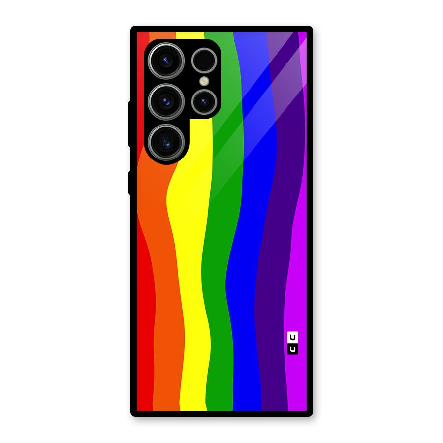 Rainbow Curves Glass Back Case for Galaxy S23 Ultra