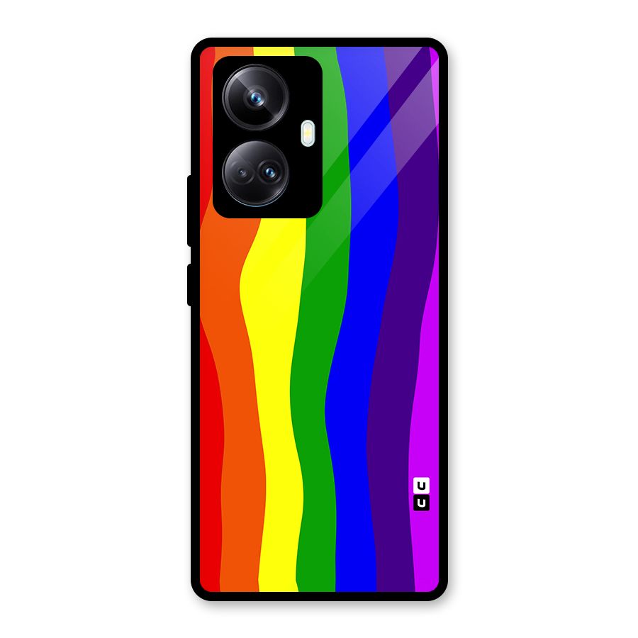 Rainbow Curves Glass Back Case for Realme 10 Pro Plus