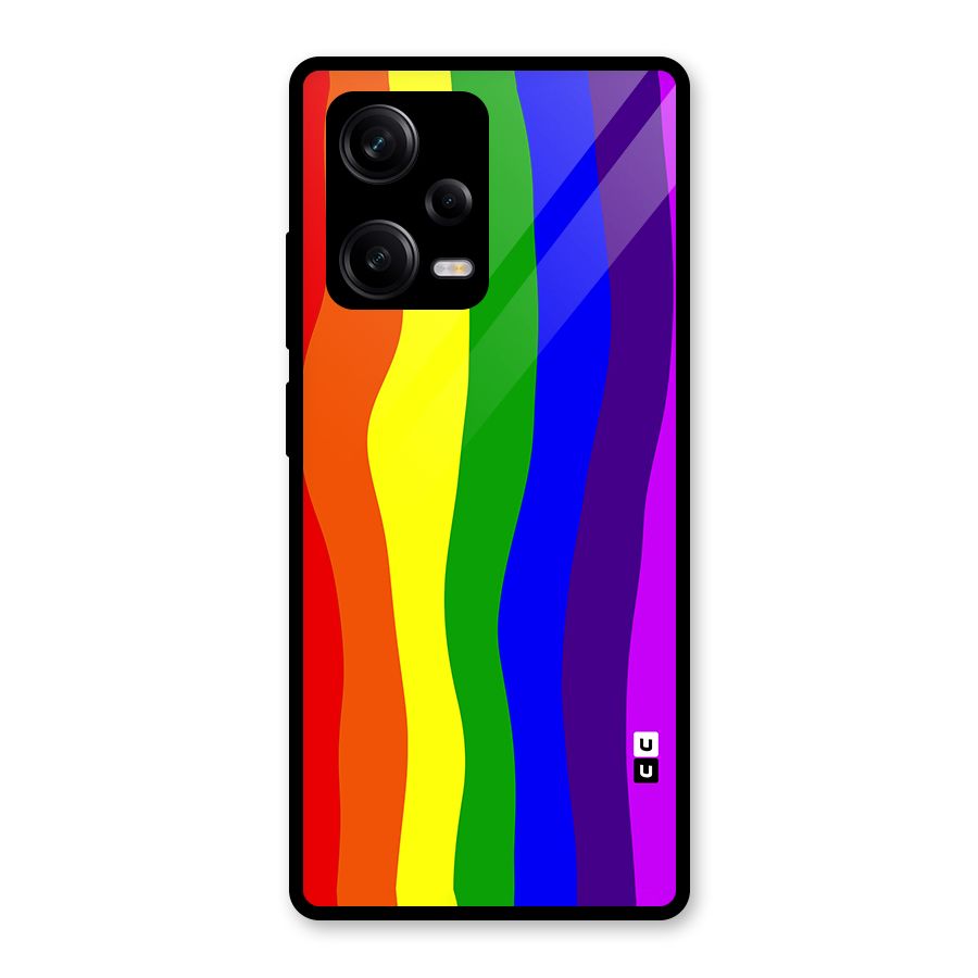 Rainbow Curves Glass Back Case for Redmi Note 12 Pro