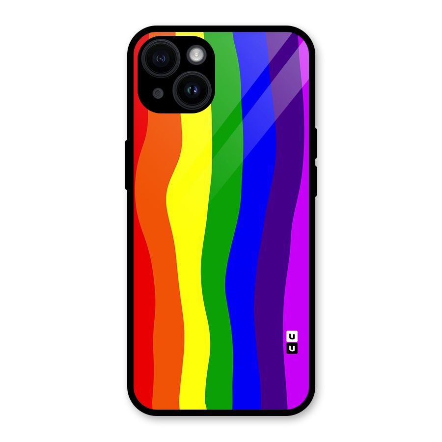 Rainbow Curves Glass Back Case for iPhone 14
