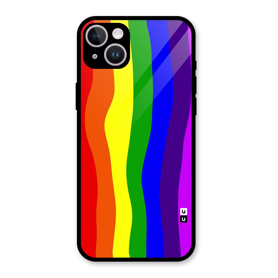 Rainbow Curves Glass Back Case for iPhone 14 Plus