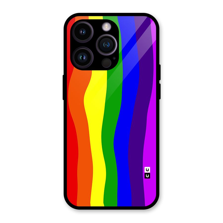 Rainbow Curves Glass Back Case for iPhone 14 Pro
