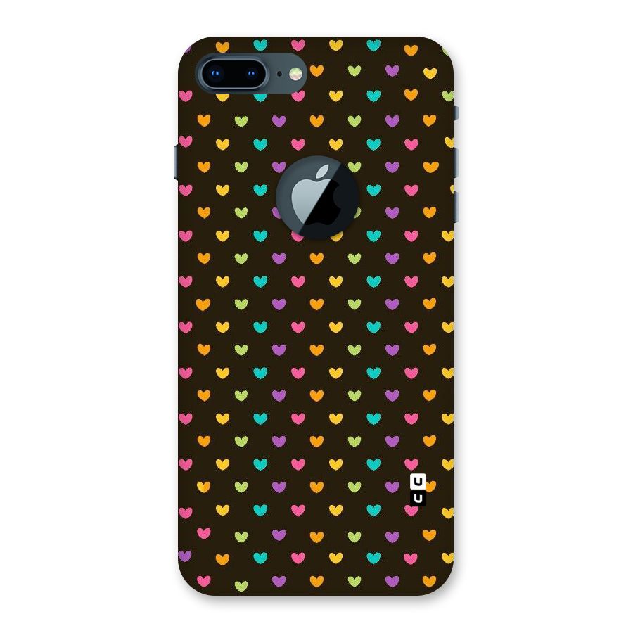 Rainbow Hearts Back Case for iPhone 7 Plus Logo Cut