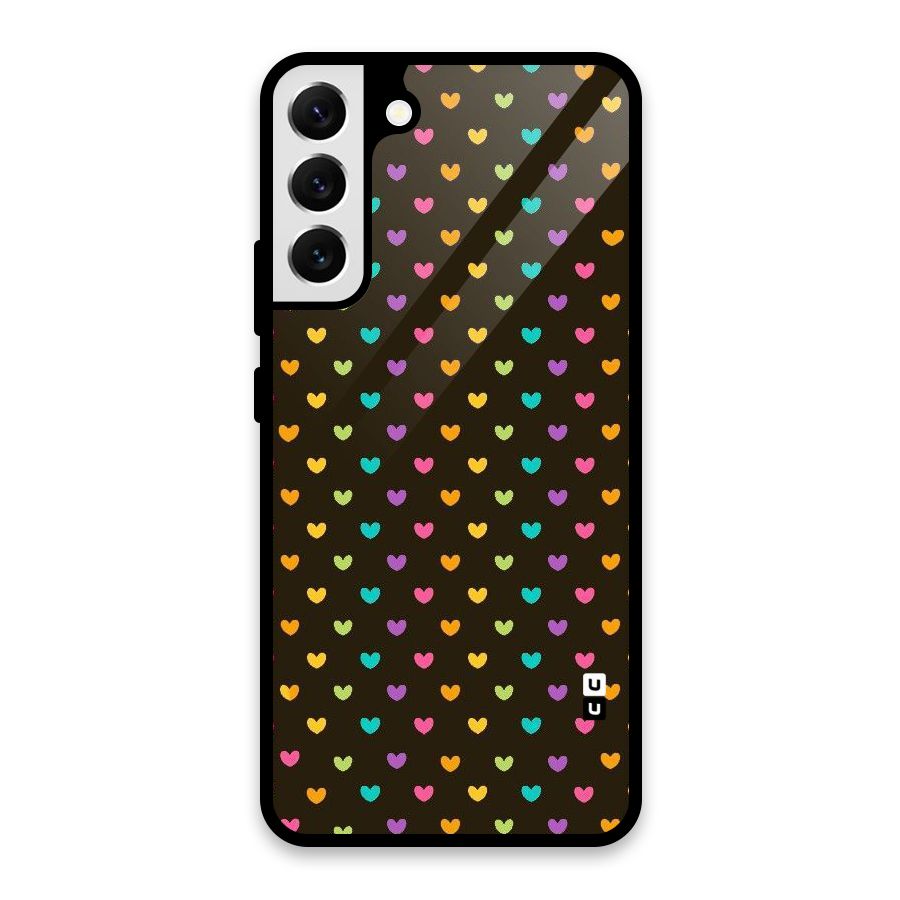 Rainbow Hearts Glass Back Case for Galaxy S22 Plus 5G