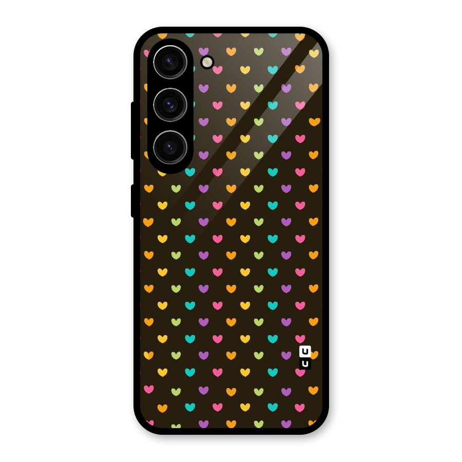Rainbow Hearts Glass Back Case for Galaxy S23