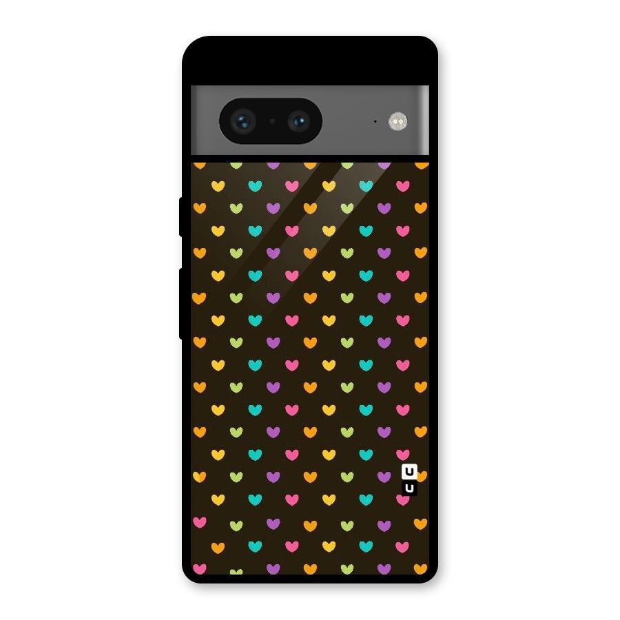 Rainbow Hearts Glass Back Case for Google Pixel 7