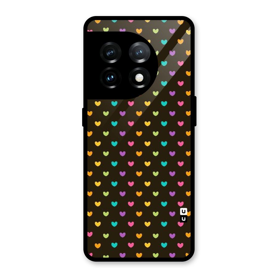 Rainbow Hearts Glass Back Case for OnePlus 11