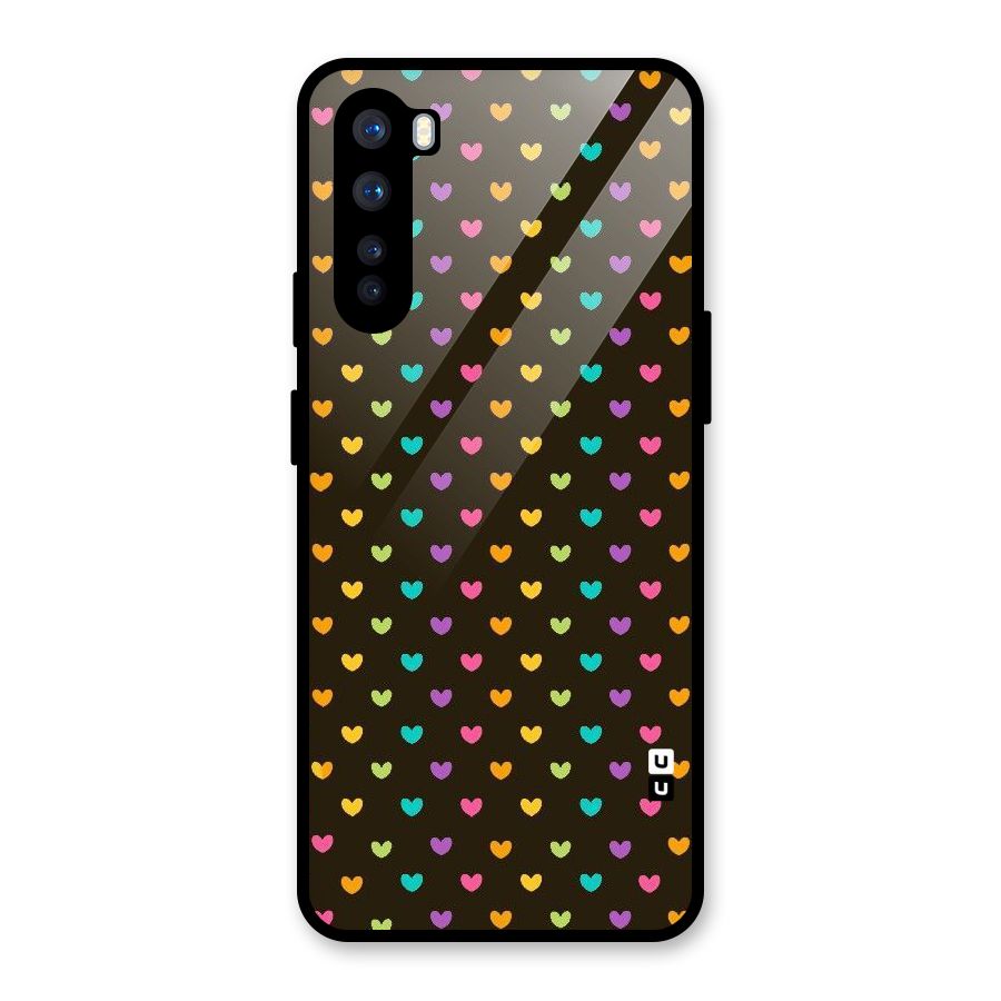 Rainbow Hearts Glass Back Case for OnePlus Nord