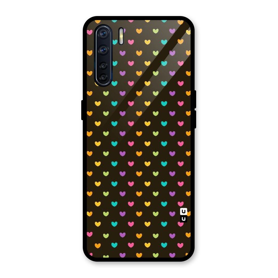 Rainbow Hearts Glass Back Case for Oppo F15