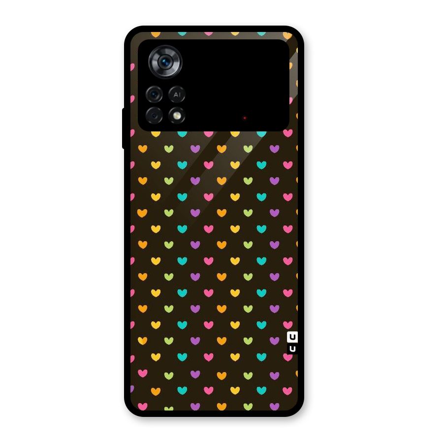 Rainbow Hearts Glass Back Case for Poco X4 Pro 5G