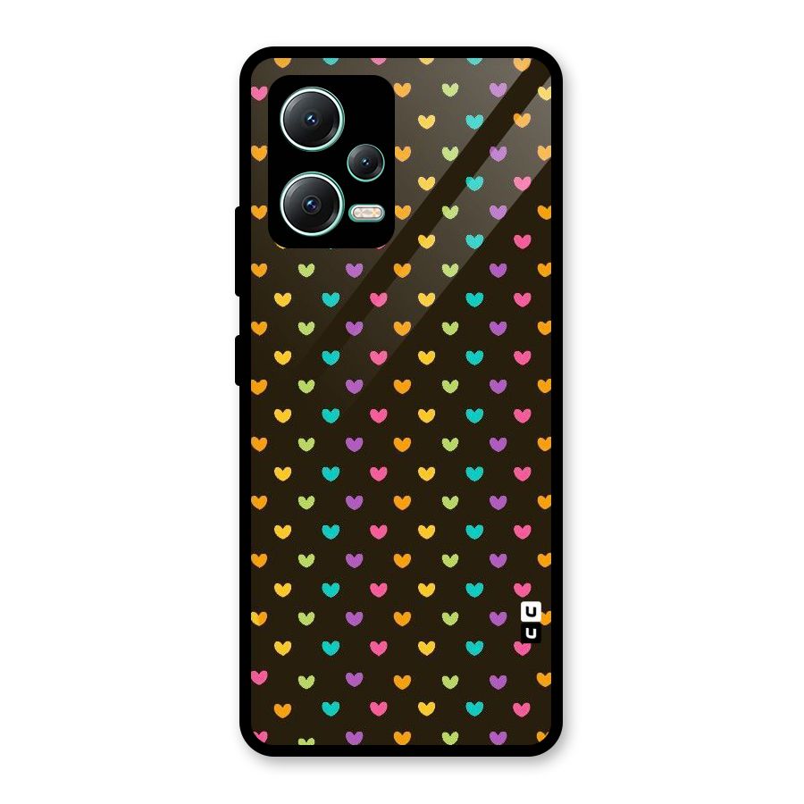 Rainbow Hearts Glass Back Case for Redmi Note 12 5G