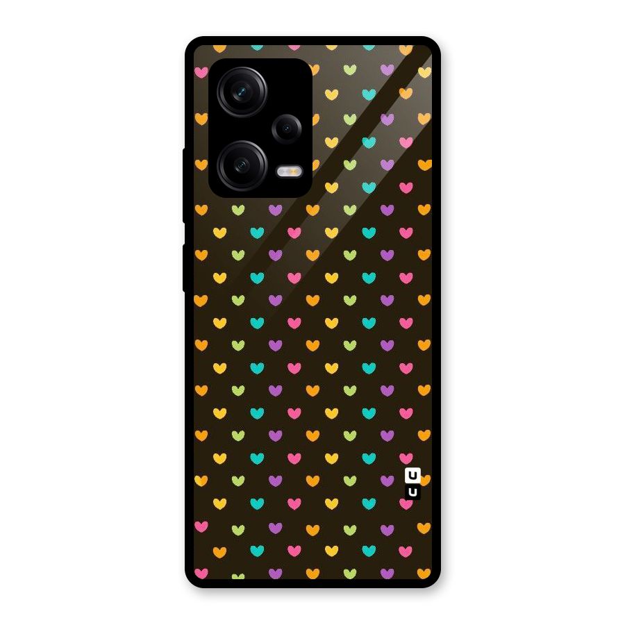 Rainbow Hearts Glass Back Case for Redmi Note 12 Pro