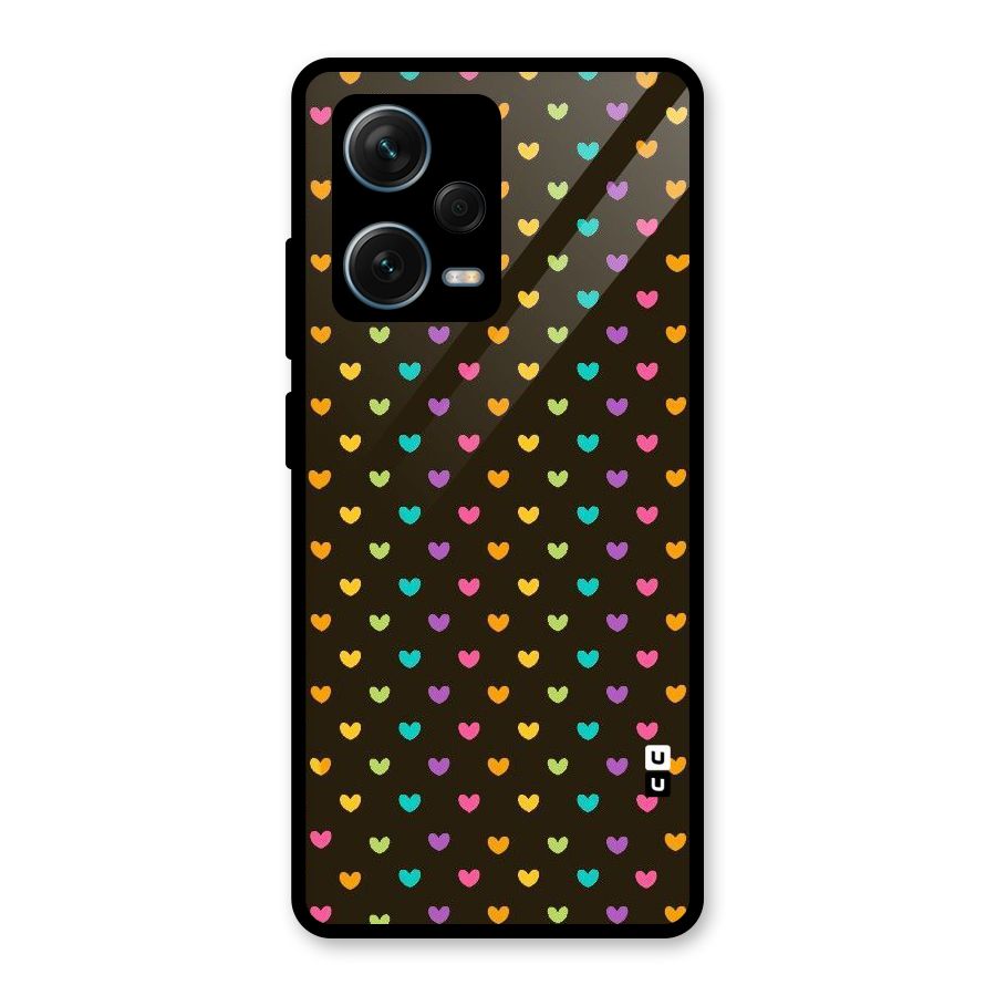 Rainbow Hearts Glass Back Case for Redmi Note 12 Pro Plus 5G