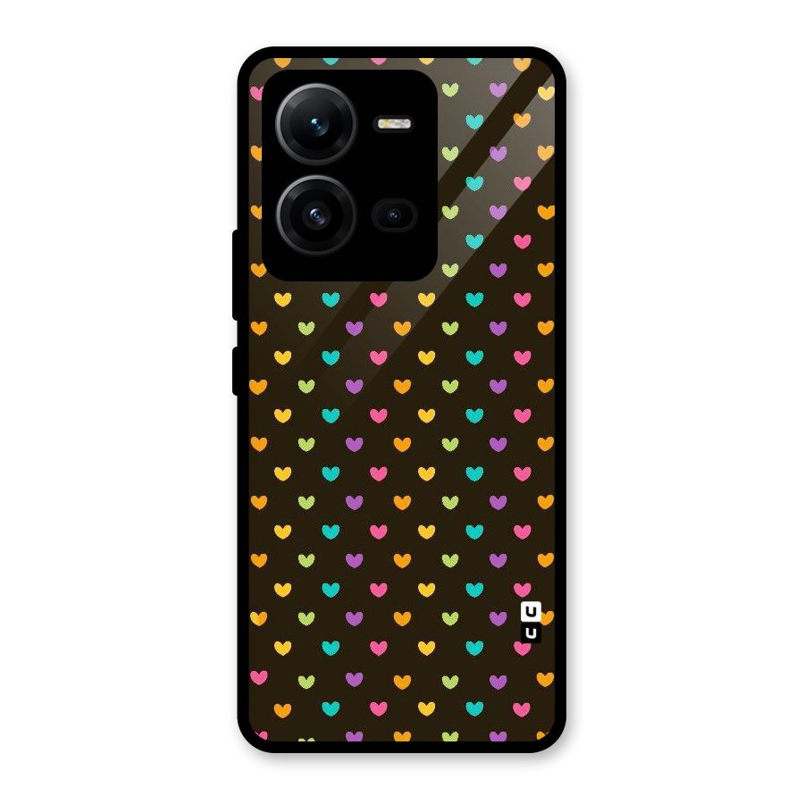Rainbow Hearts Glass Back Case for Vivo V25
