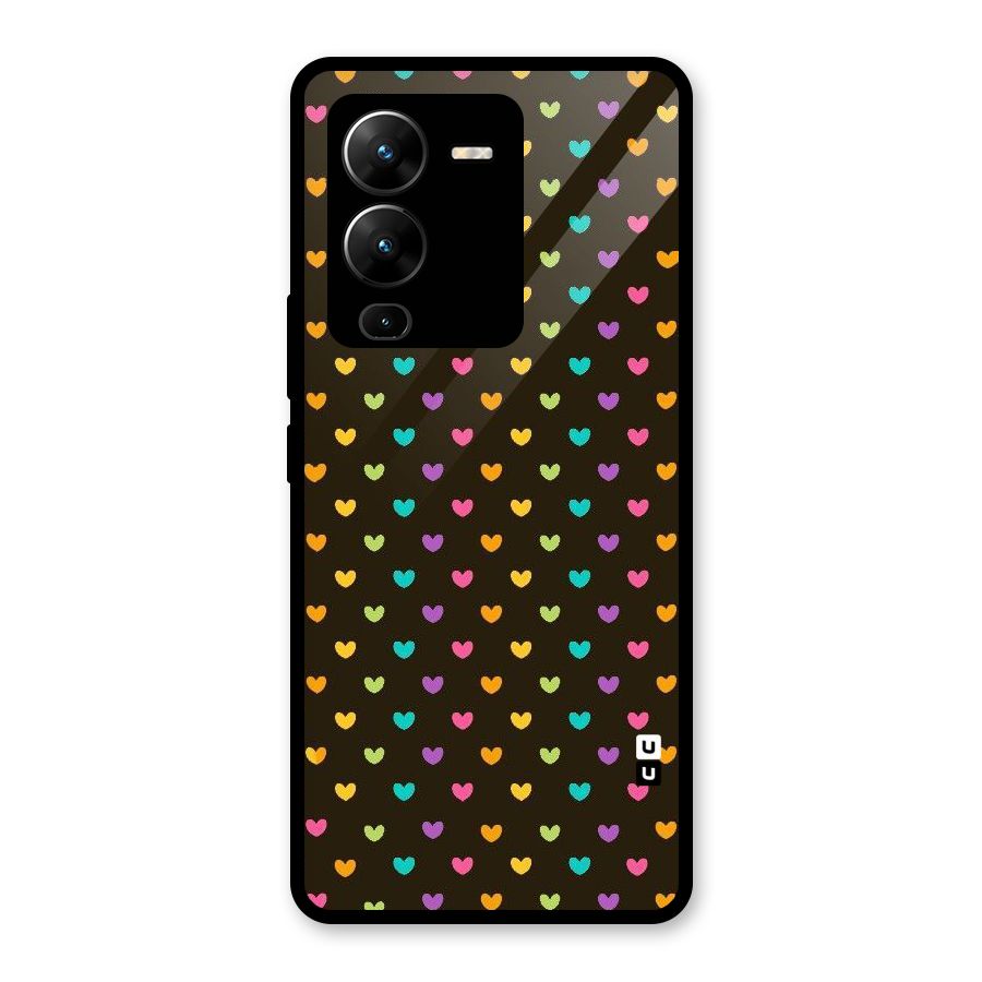 Rainbow Hearts Glass Back Case for Vivo V25 Pro
