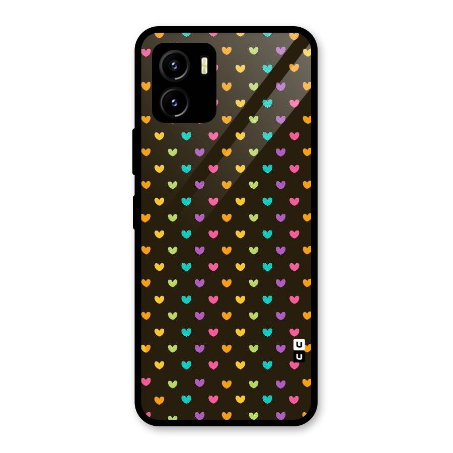 Rainbow Hearts Glass Back Case for Vivo Y15s