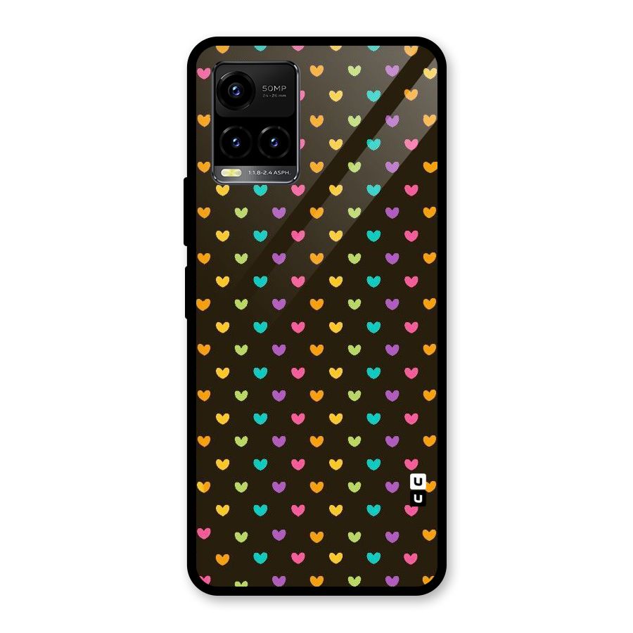 Rainbow Hearts Glass Back Case for Vivo Y21A