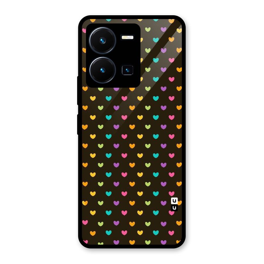 Rainbow Hearts Glass Back Case for Vivo Y35