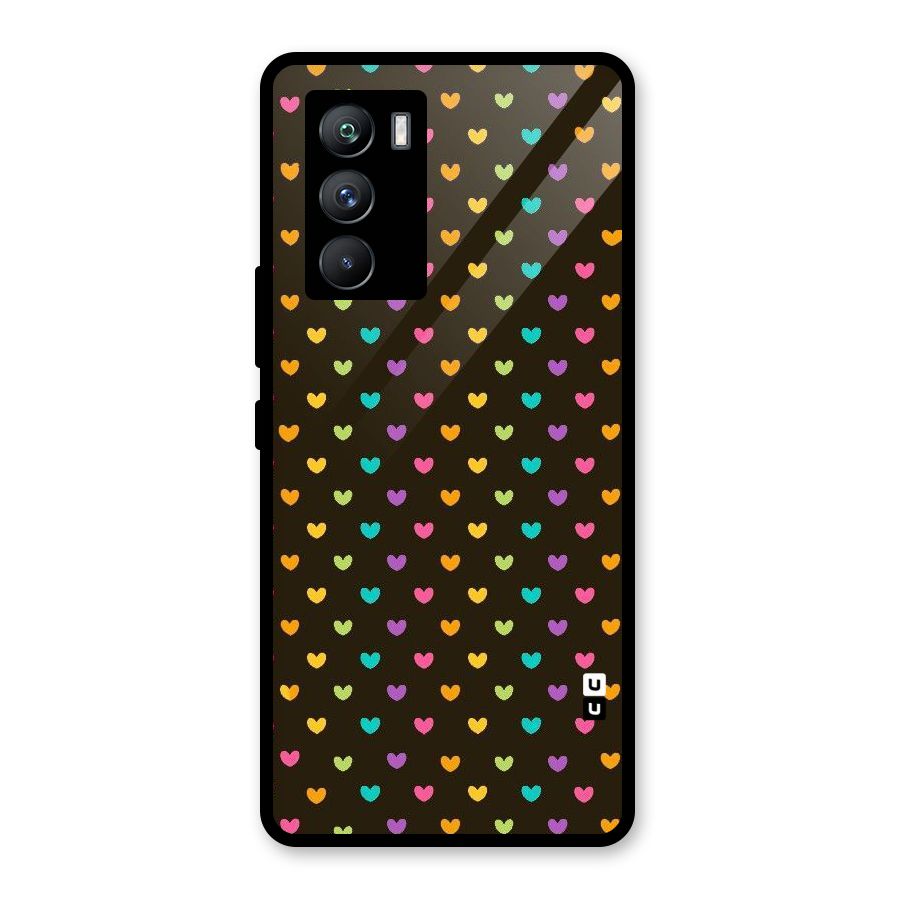 Rainbow Hearts Glass Back Case for Vivo iQOO 9 SE