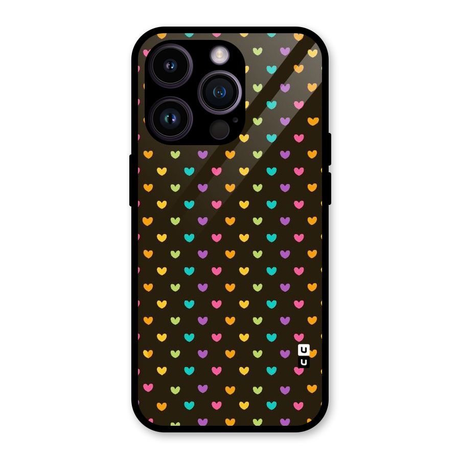 Rainbow Hearts Glass Back Case for iPhone 14 Pro