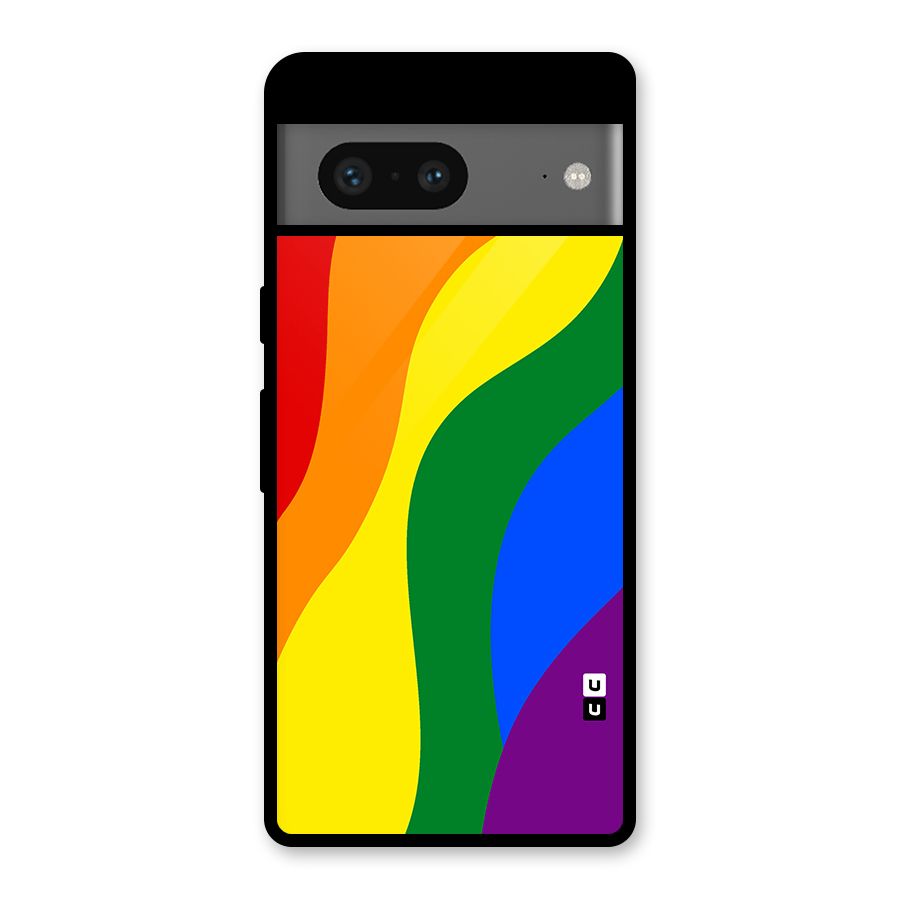 Rainbow Slant Curves Glass Back Case for Google Pixel 7