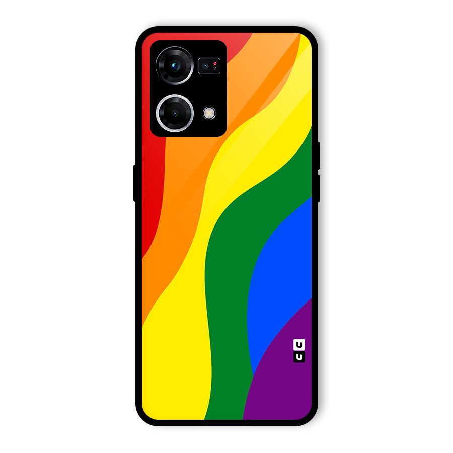 Rainbow Slant Curves Glass Back Case for Oppo F21 Pro 5G