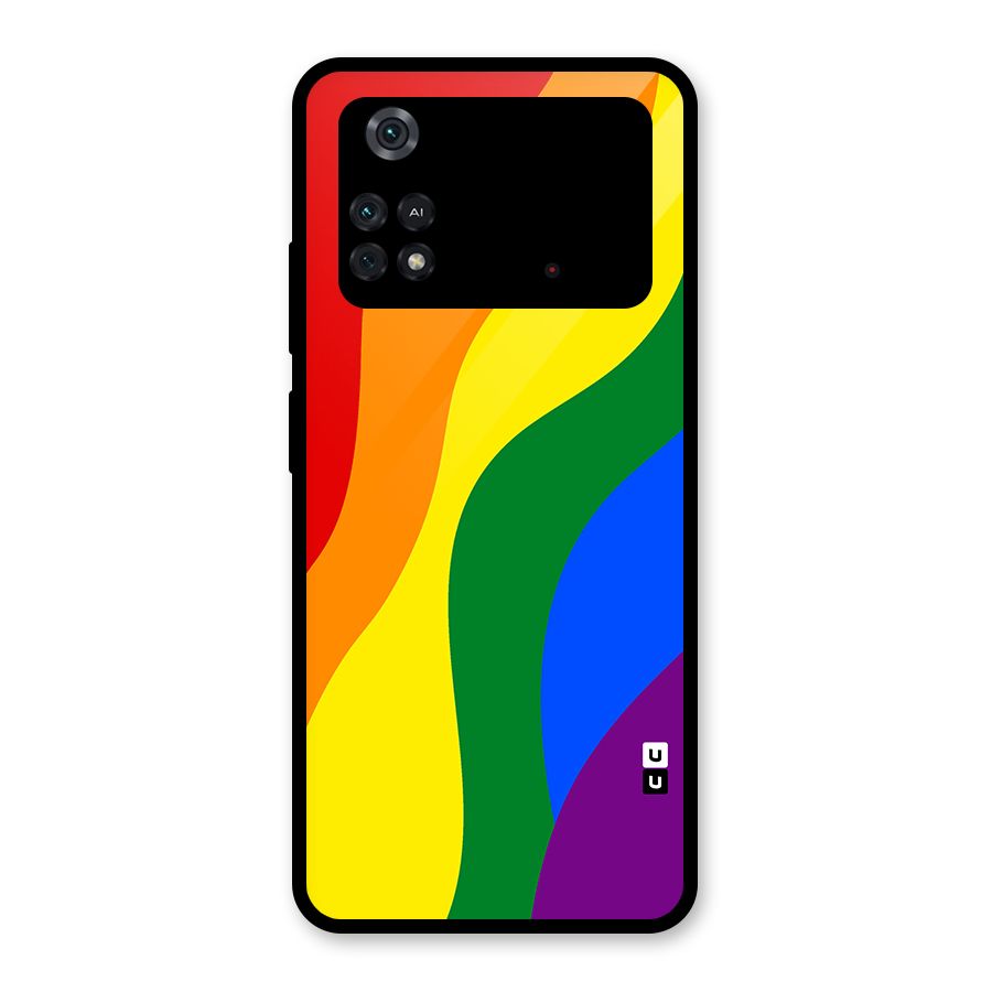 Rainbow Slant Curves Glass Back Case for Poco M4 Pro 4G