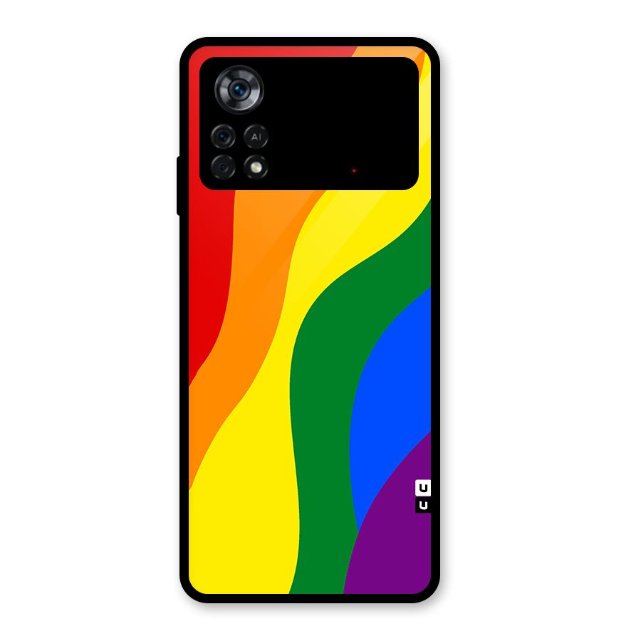 Rainbow Slant Curves Glass Back Case for Poco X4 Pro 5G