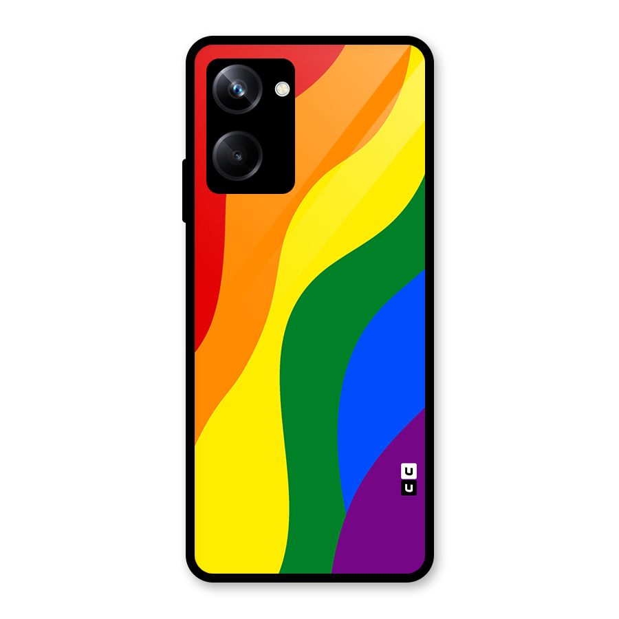 Rainbow Slant Curves Glass Back Case for Realme 10 Pro