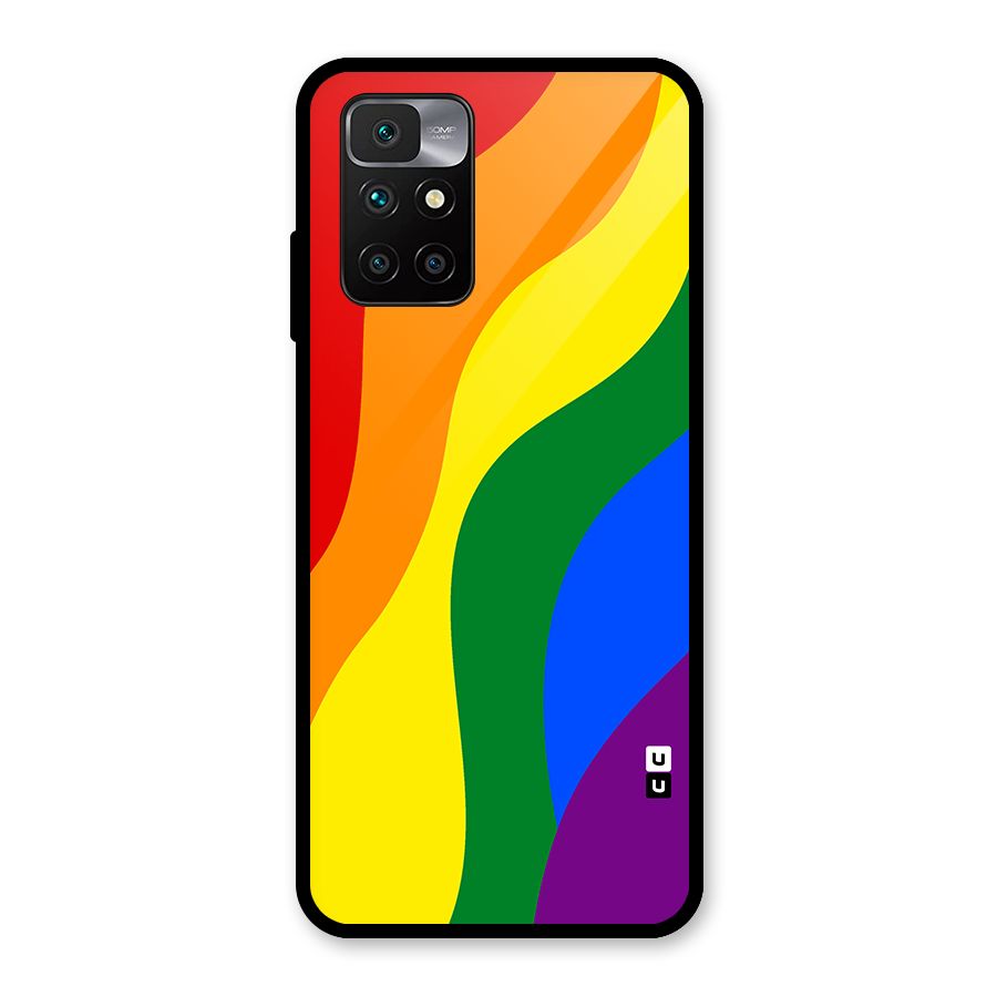 Rainbow Slant Curves Glass Back Case for Redmi 10 Prime