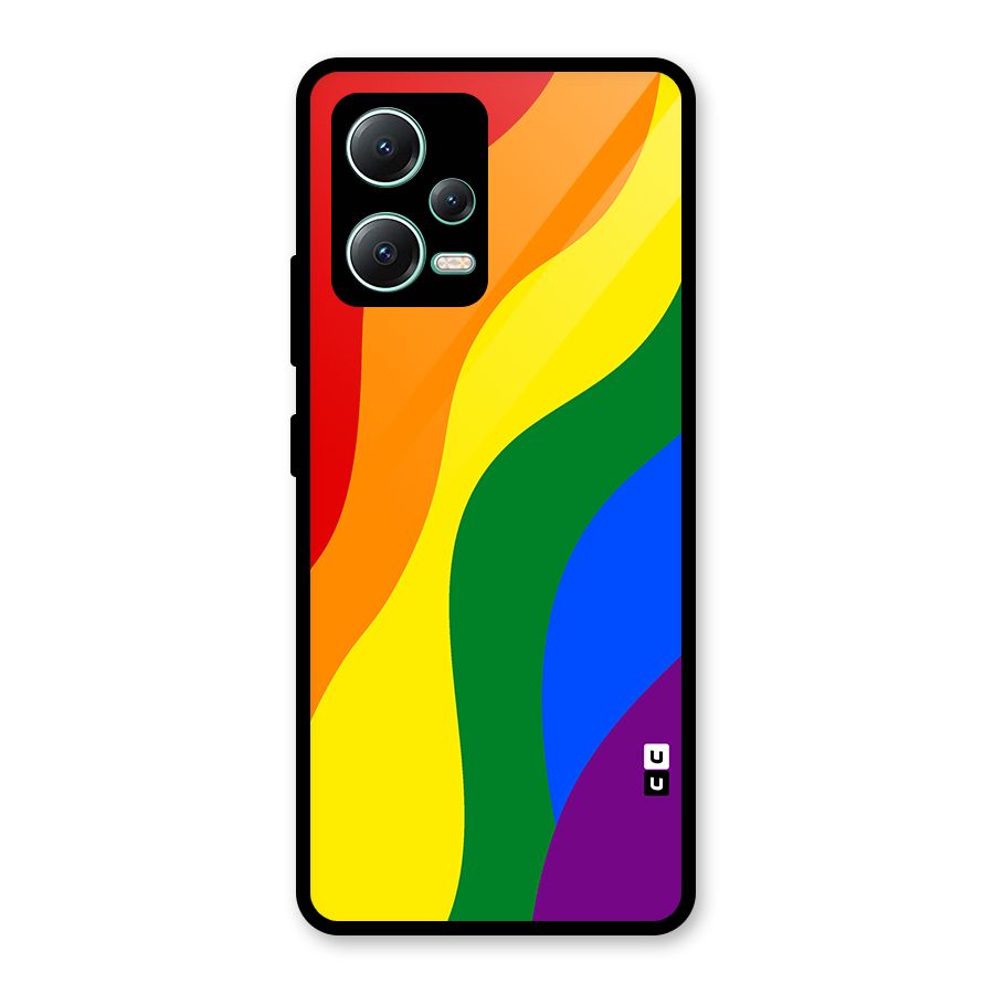 Rainbow Slant Curves Glass Back Case for Redmi Note 12 5G