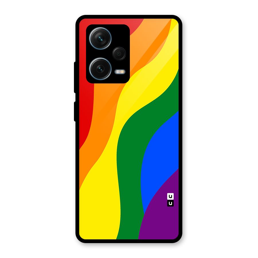 Rainbow Slant Curves Glass Back Case for Redmi Note 12 Pro Plus 5G