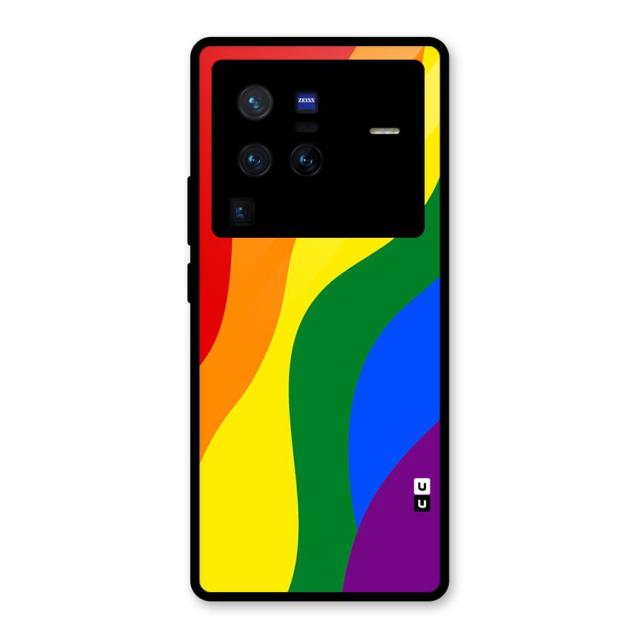 Rainbow Slant Curves Glass Back Case for Vivo X80 Pro