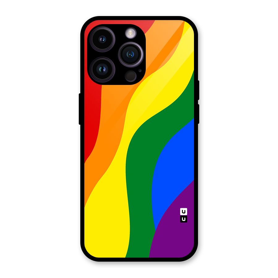 Rainbow Slant Curves Glass Back Case for iPhone 14 Pro Max