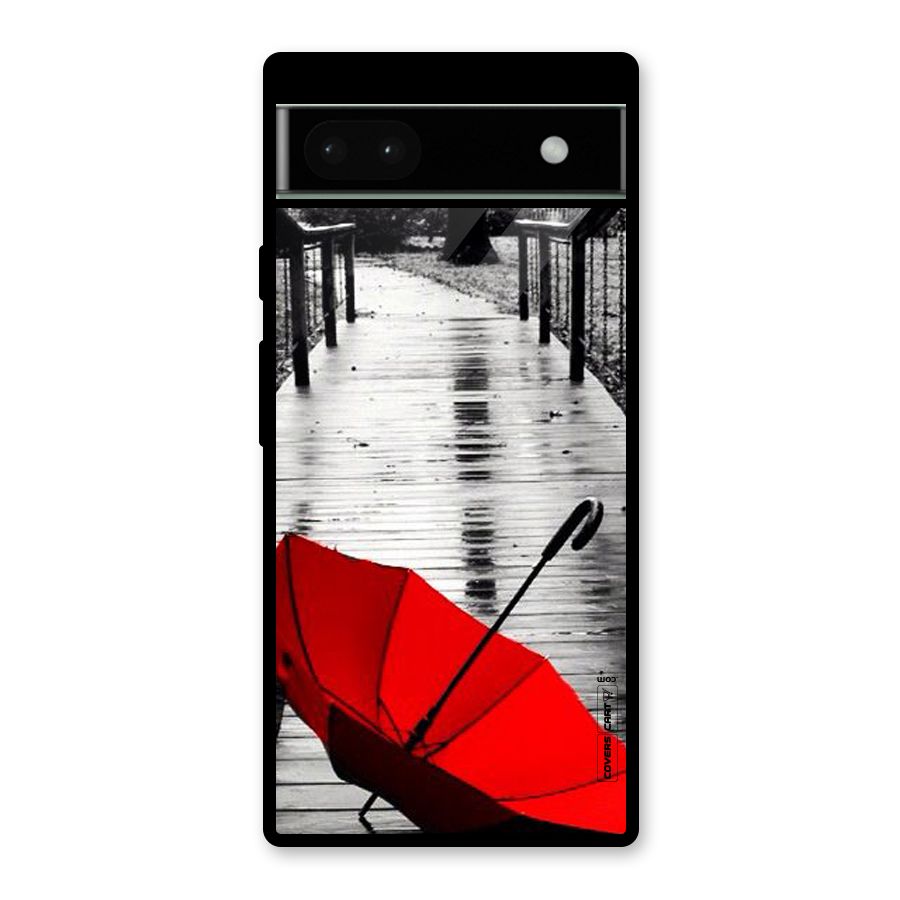 Rainy Red Umbrella Glass Back Case for Google Pixel 6a