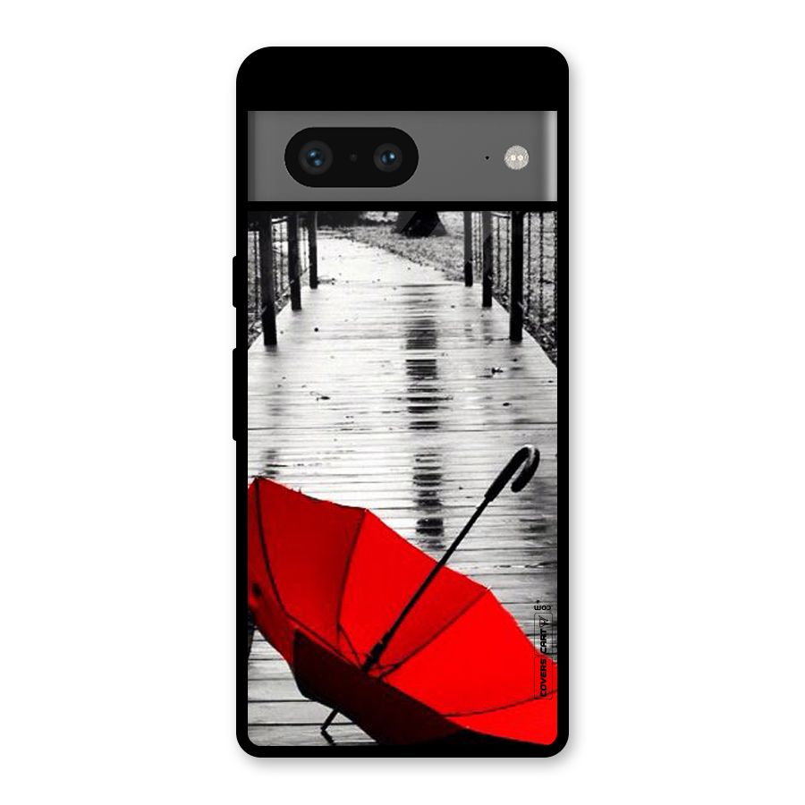 Rainy Red Umbrella Glass Back Case for Google Pixel 7