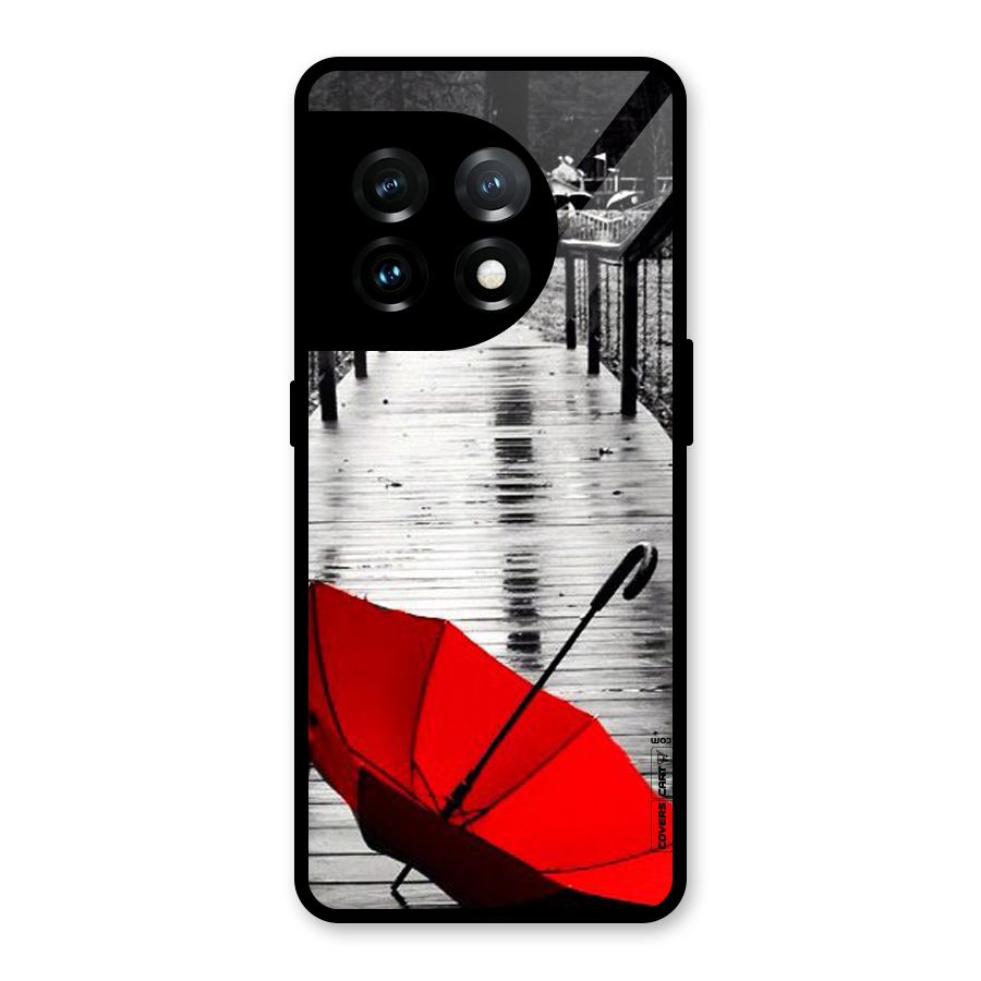 Rainy Red Umbrella Glass Back Case for OnePlus 11