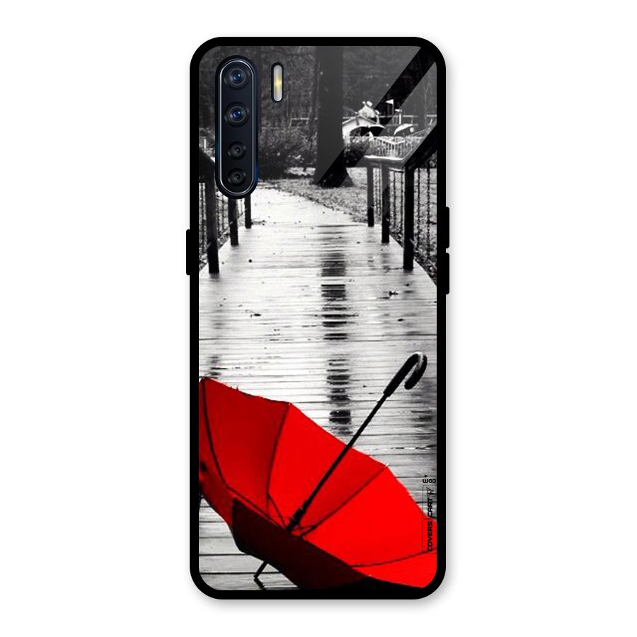 Rainy Red Umbrella Glass Back Case for Oppo F15