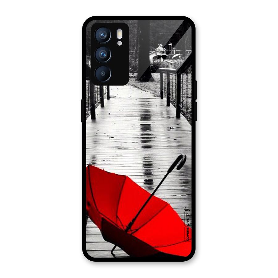 Rainy Red Umbrella Glass Back Case for Oppo Reno6 5G
