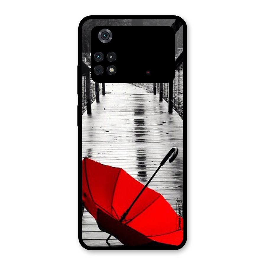 Rainy Red Umbrella Glass Back Case for Poco M4 Pro 4G