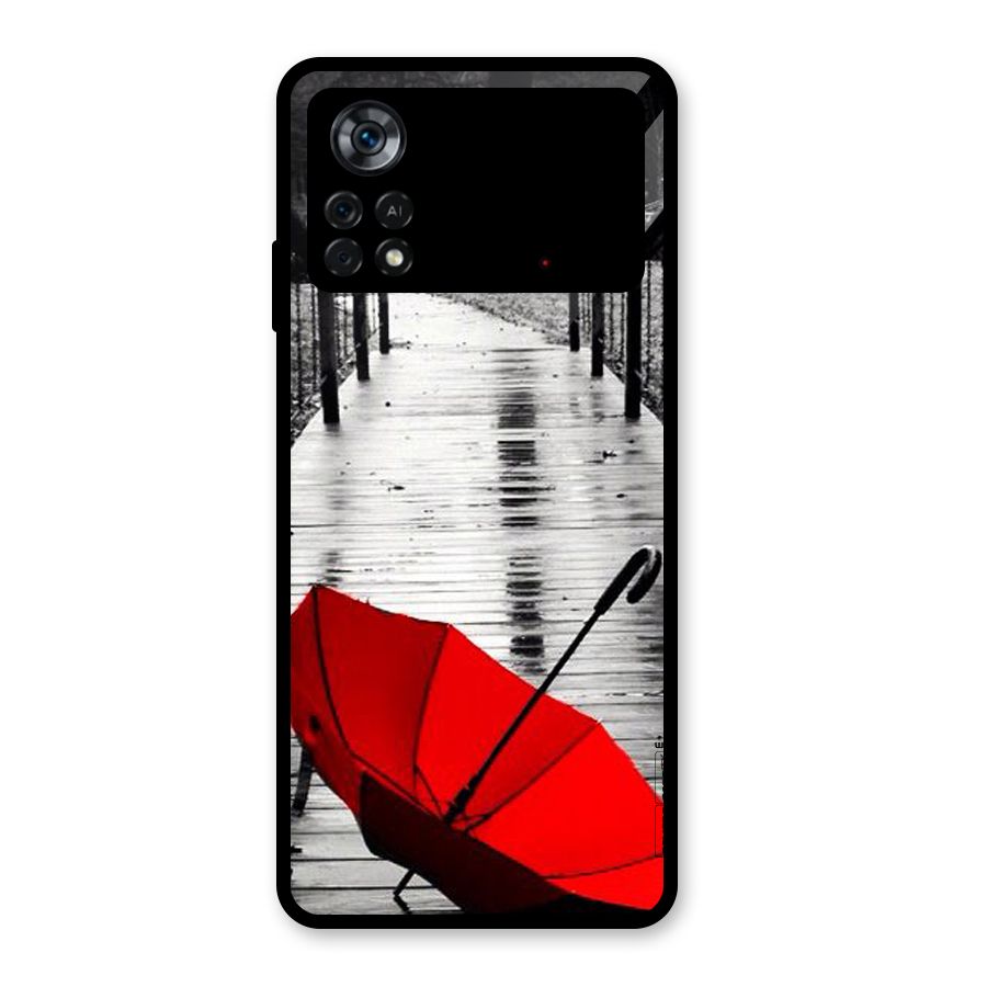 Rainy Red Umbrella Glass Back Case for Poco X4 Pro 5G