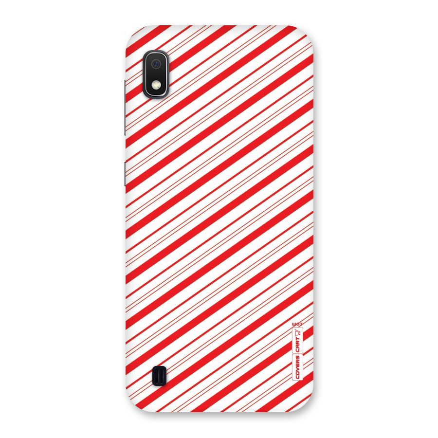 Red And White Diagonal Stripes Back Case for Galaxy A10