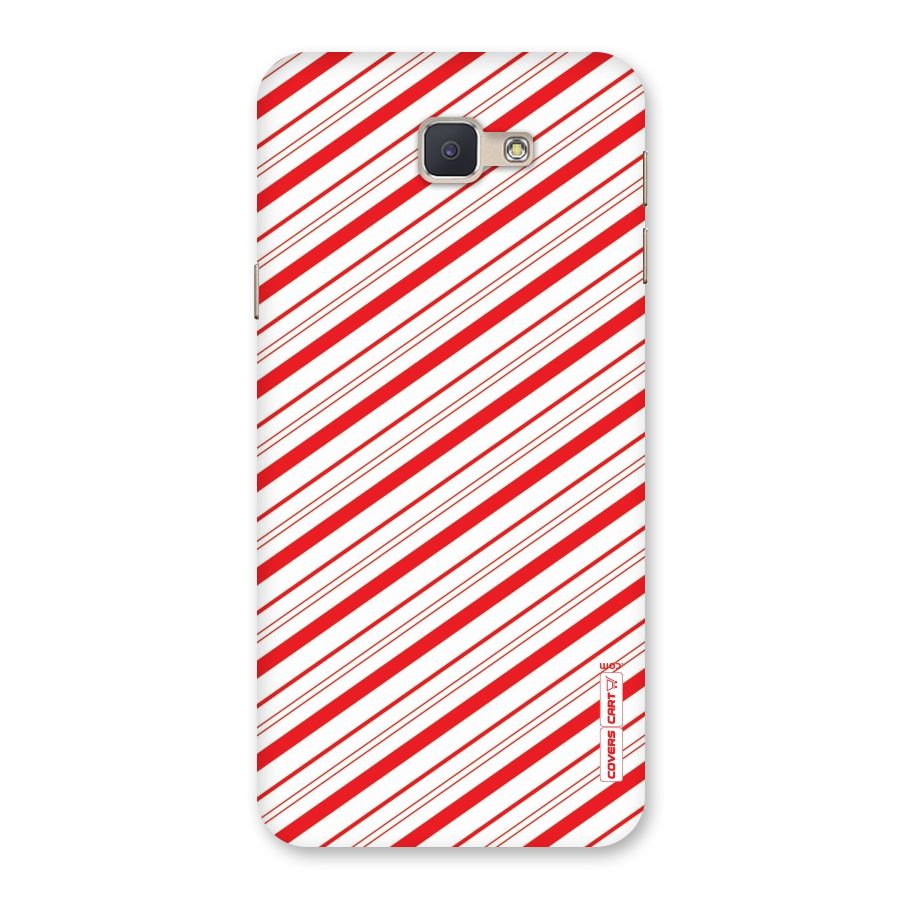 Red And White Diagonal Stripes Back Case for Galaxy J5 Prime