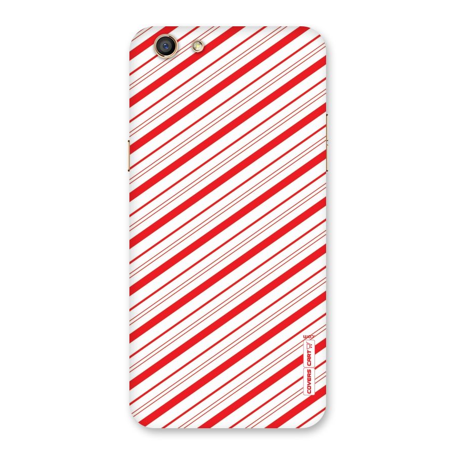 Red And White Diagonal Stripes Back Case for Oppo F3